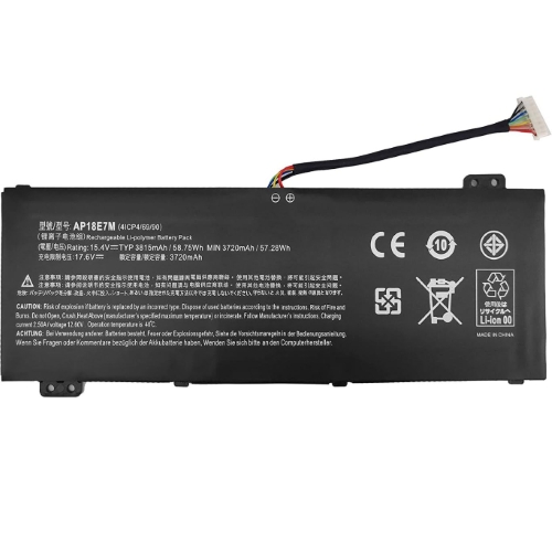 4ICP4/69/90, AP18E7M ersatz Laptop Akku fuer Acer Aspire AN517-51, Aspire AN517-51-56EU, 15,4v, 3815mah / 58,75wh