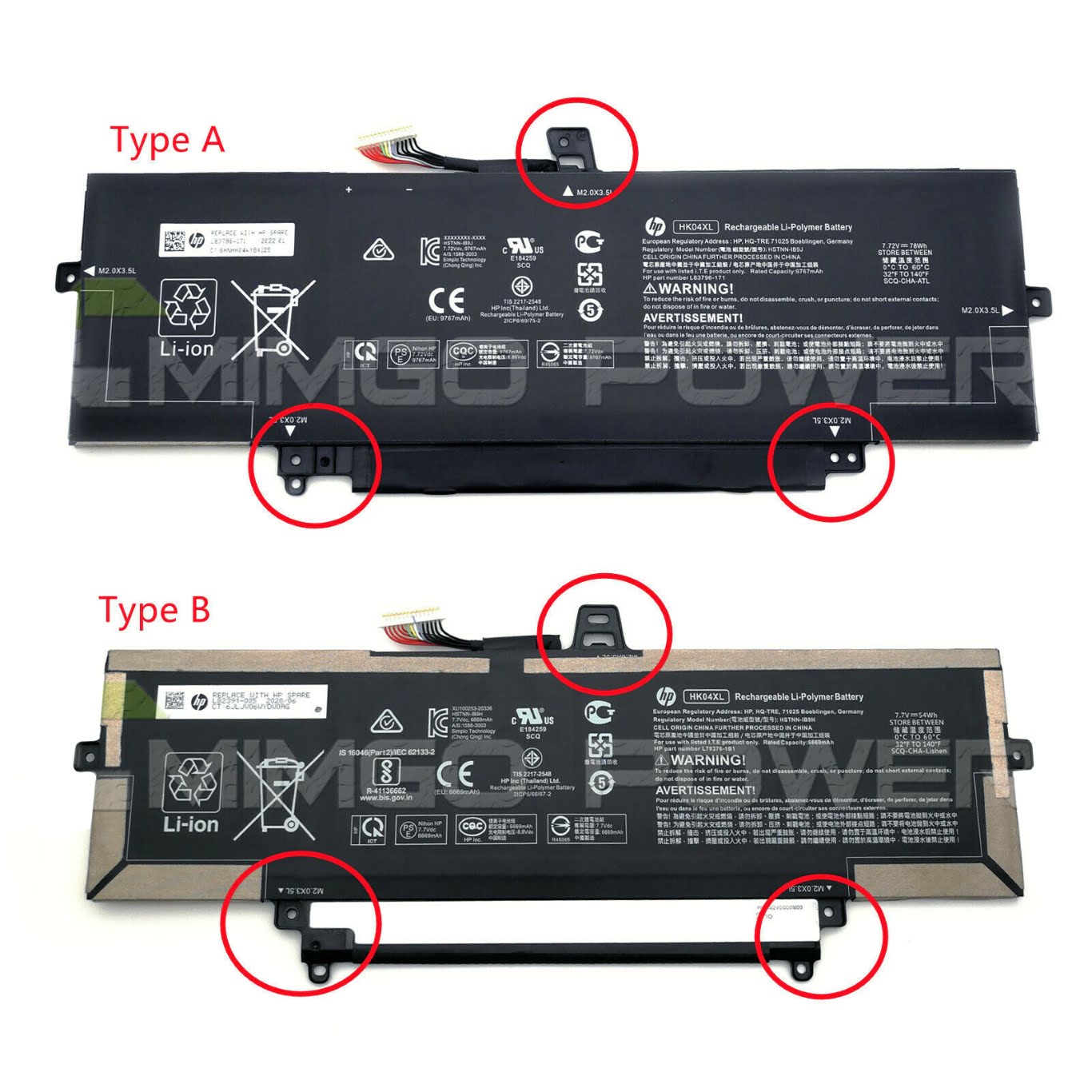 HK04XL, HSTNN-IB9H ersatz Laptop Akku fuer HP EliteBook x360 1040 G7, EliteBook x360 1040 G7 119Y7EA, 4 zellen, 7,7v / 7,72v, 78wh / 54wh