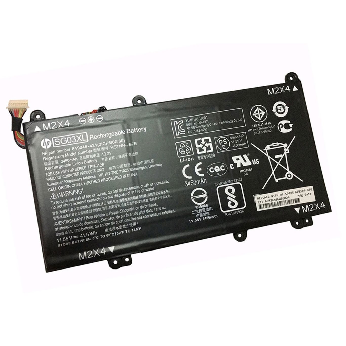 849048-421, 849049-421 ersatz Laptop Akku fuer HP Envy 17-U011NR, Envy 17-U018CA, 3450mah / 41,50wh, 3 zellen, 11,55v