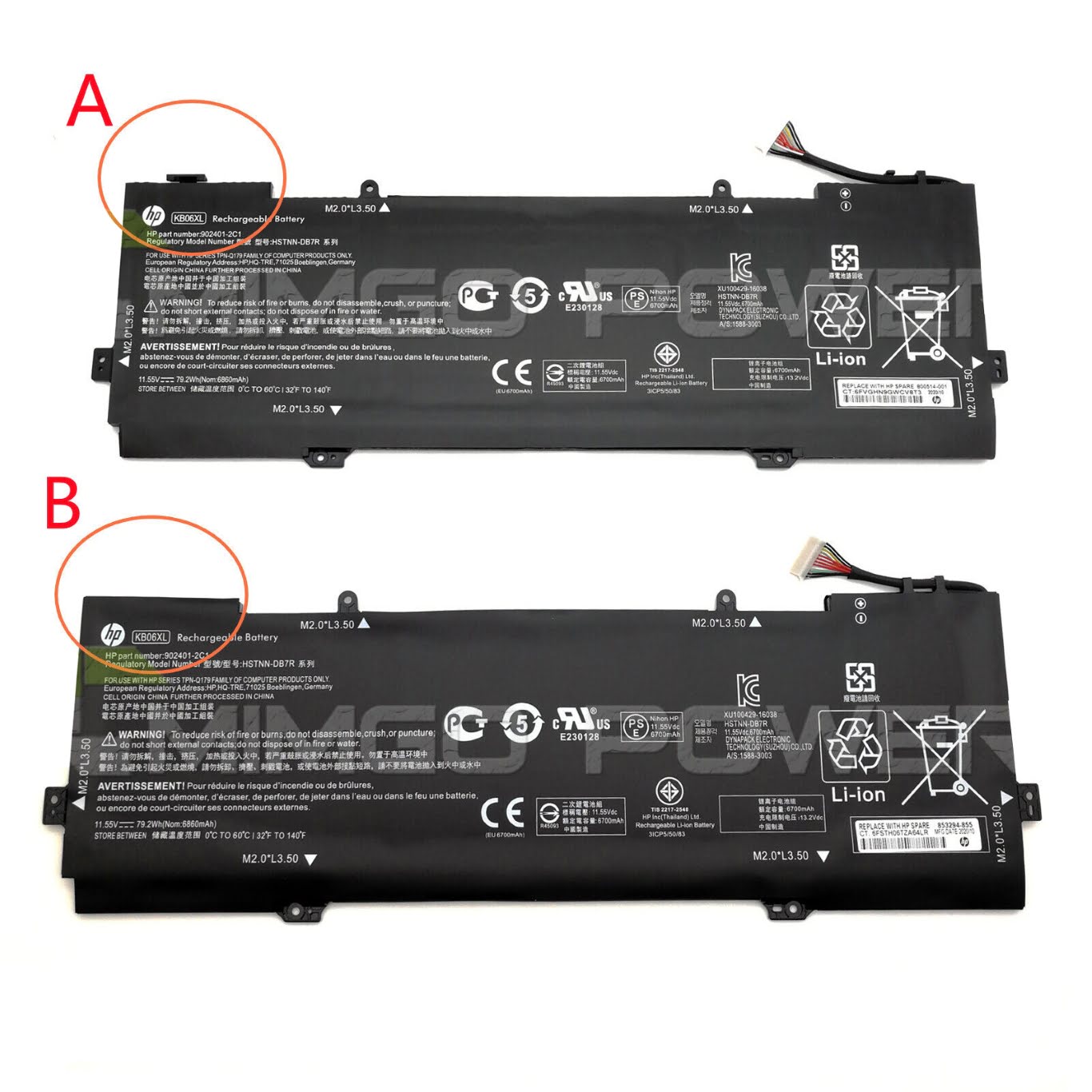 902401-2C1, 902499-855 ersatz Laptop Akku fuer HP Spectre x360 15-b, Spectre x360 15-bl000, 79,2wh, 6 zellen, 11,55v