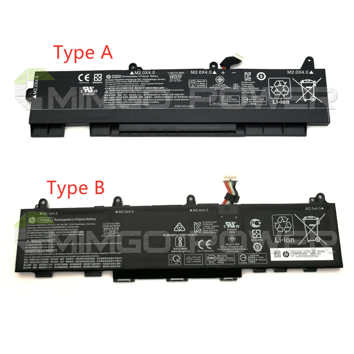 CC03053XL, CC03056XL ersatz Laptop Akku fuer HP EliteBook 830 G7, EliteBook 830 G7 113X7ET, 56wh / 53wh, 11,55v