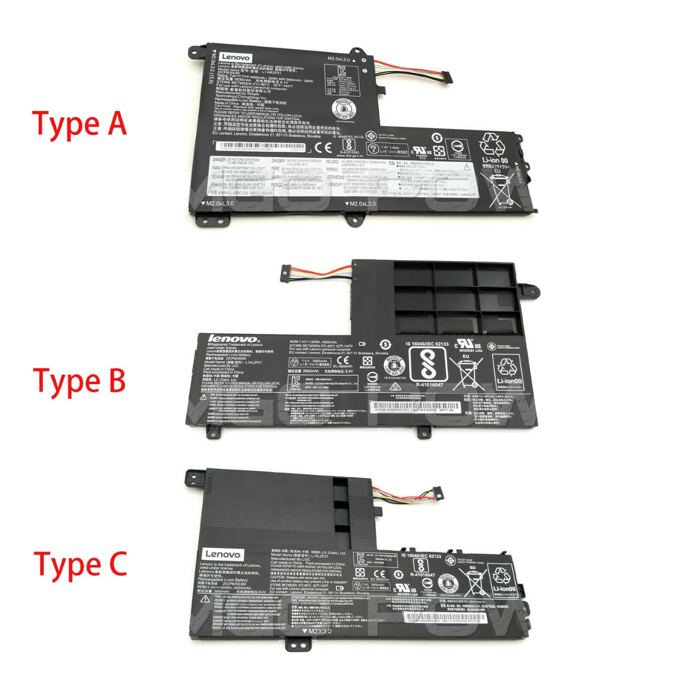 5B10G78610, 5B10G78612 ersatz Laptop Akku fuer Lenovo IdeaPad 300s-14ISK, IdeaPad 300s-14ISK 80Q4, 4050mah / 30wh, 7,4V