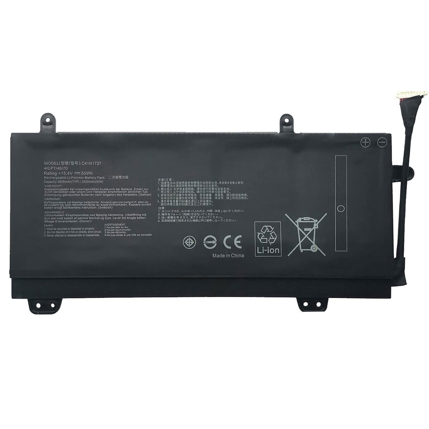 0B200-02900000, 4ICP7/48/70 ersatz Laptop Akku fuer Asus GM501GM, GM501GM-0021A8750H, 55wh, 15,4v