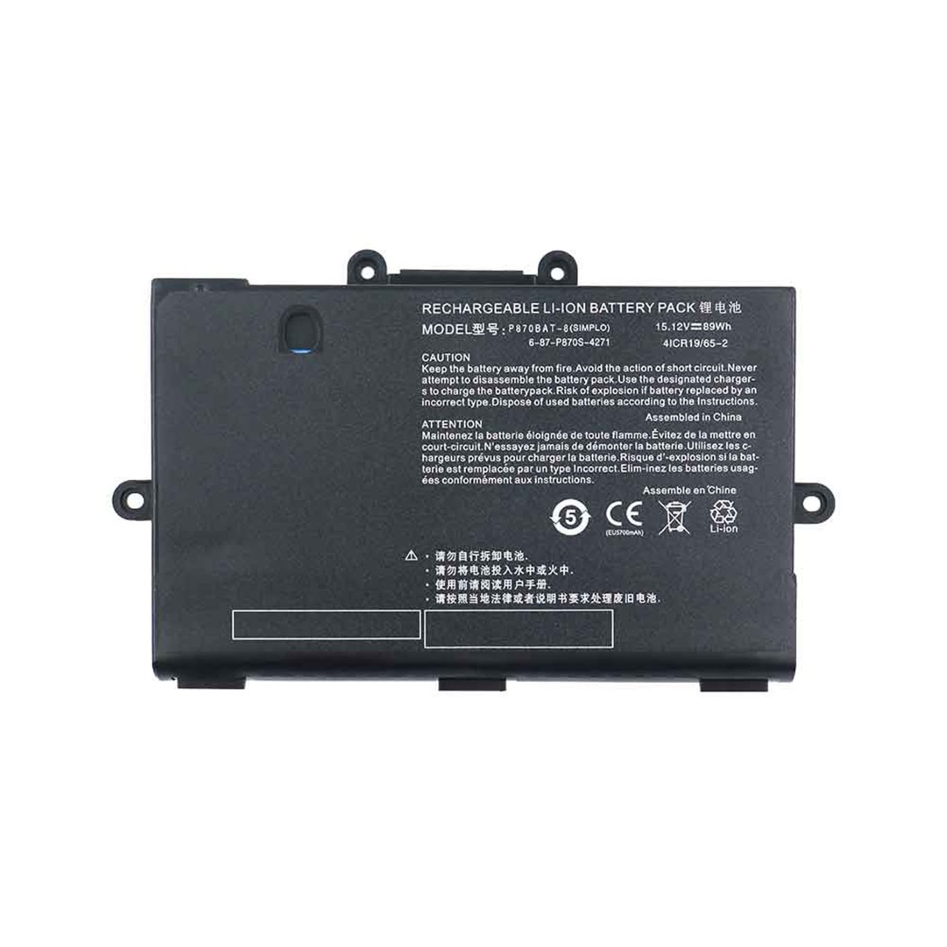 6-87-P870S-4271, 6-87-P870S-4272 ersatz Laptop Akku fuer Clevo P775DM3, P8700S, 89wh, 15,12v