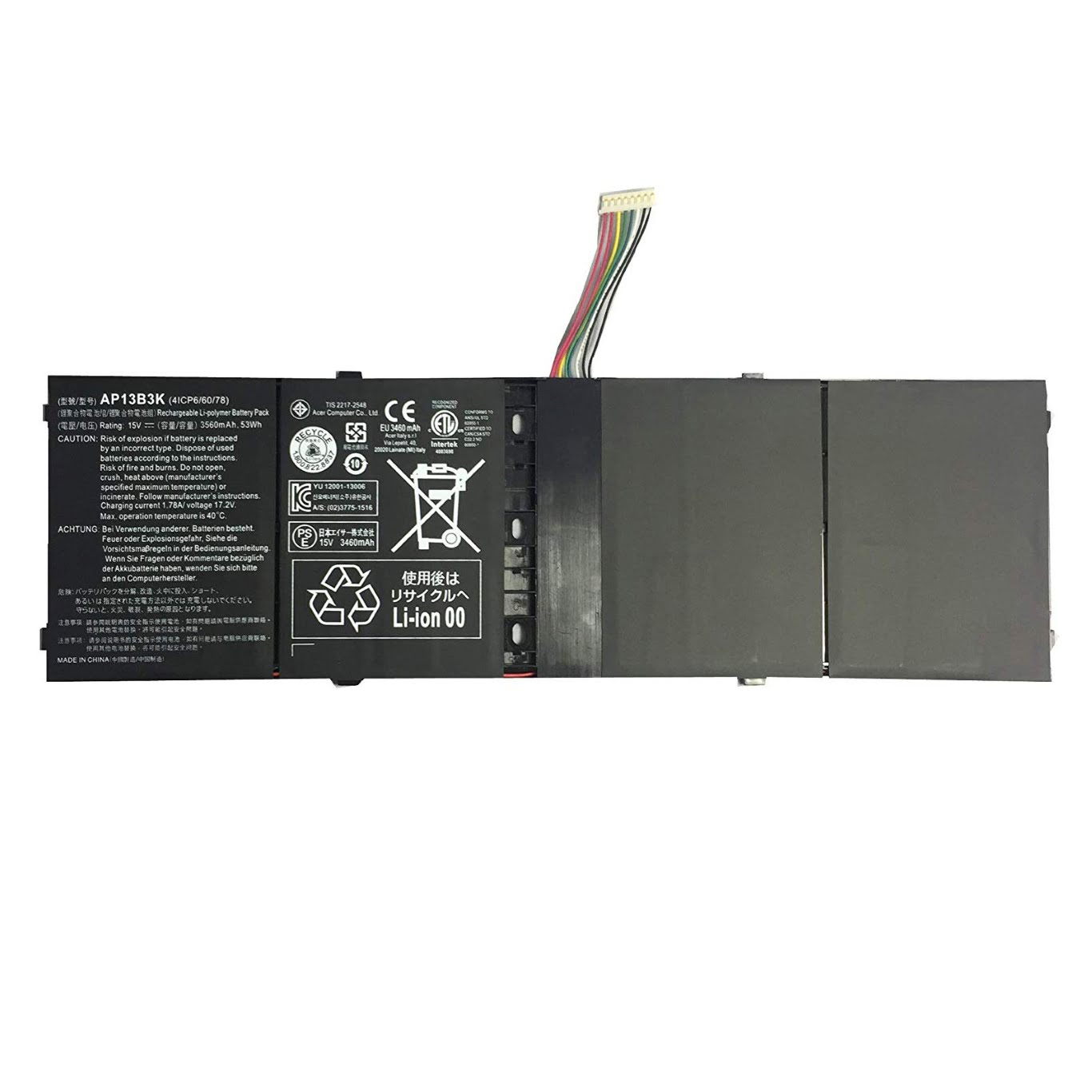 AL13B3K, AP13B8K ersatz Laptop Akku fuer Acer Aspire M5-583, Aspire M5-583P, 15V, 3560mah / 53wh